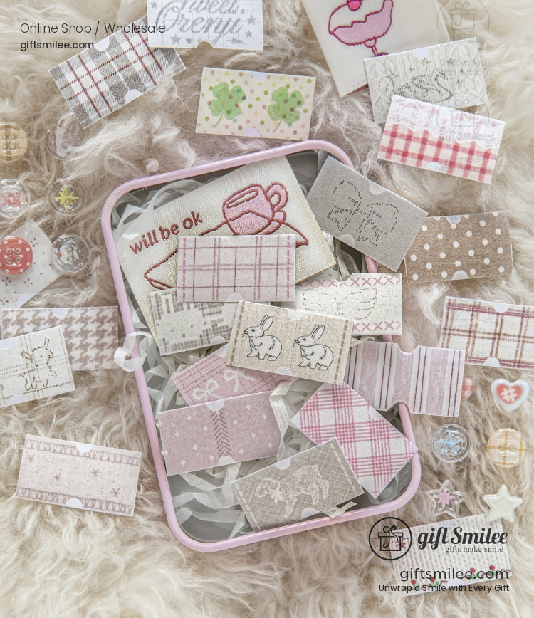 Textured Washi Pre‑Cut Fabric Label Motifs Decorative Washi Tape | KS-RT-1757