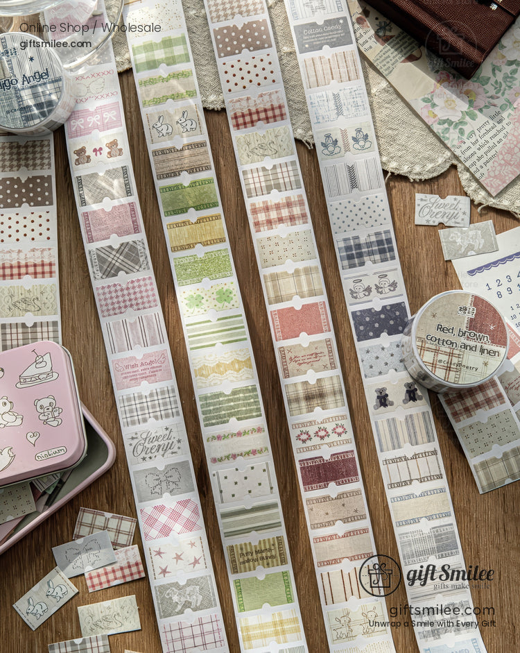 Textured Washi Pre‑Cut Fabric Label Motifs Decorative Washi Tape | KS-RT-1757
