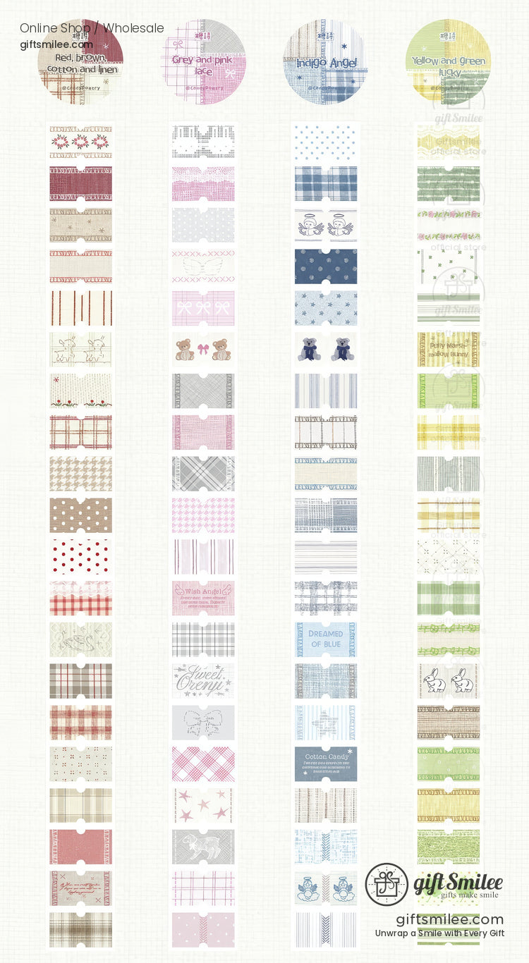 Textured Washi Pre‑Cut Fabric Label Motifs Decorative Washi Tape | KS-RT-1757