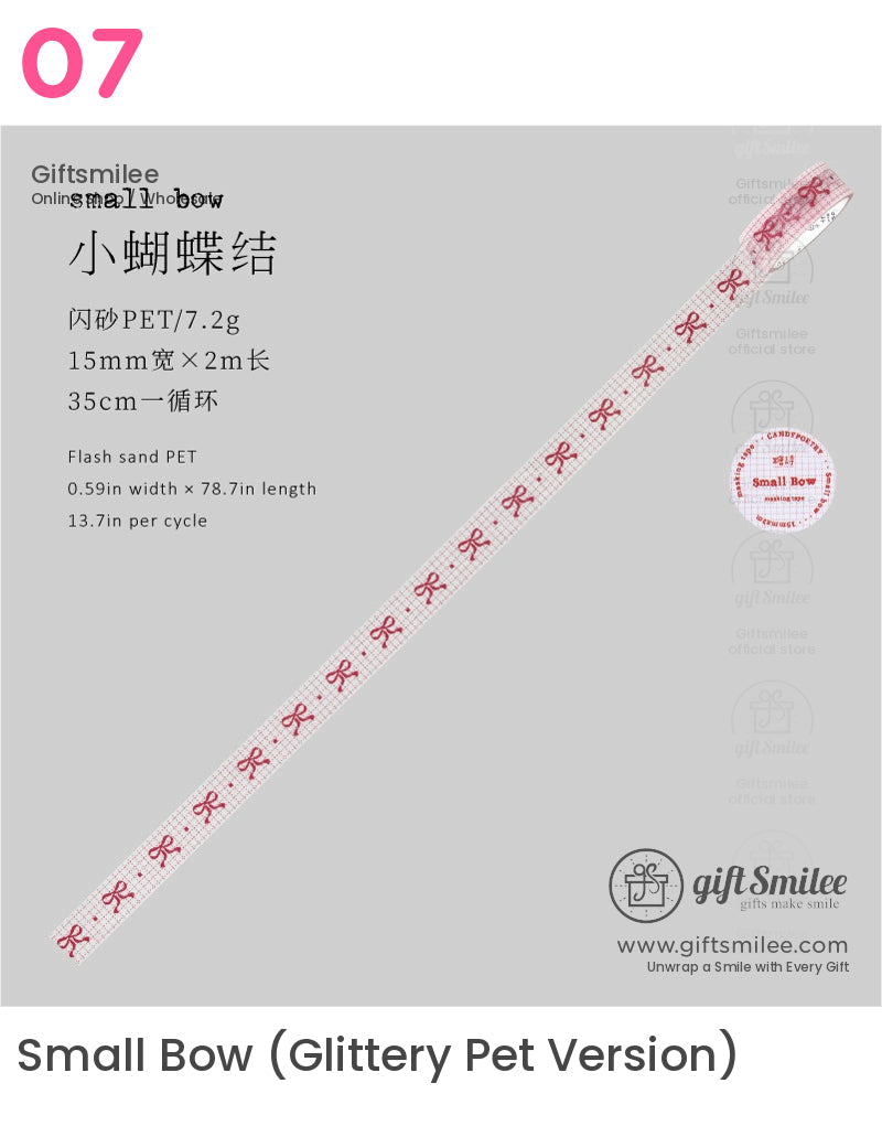 Red Glitter Print Patterned Paper Adhesive Set Washi Tape Set | KS-RT-1758