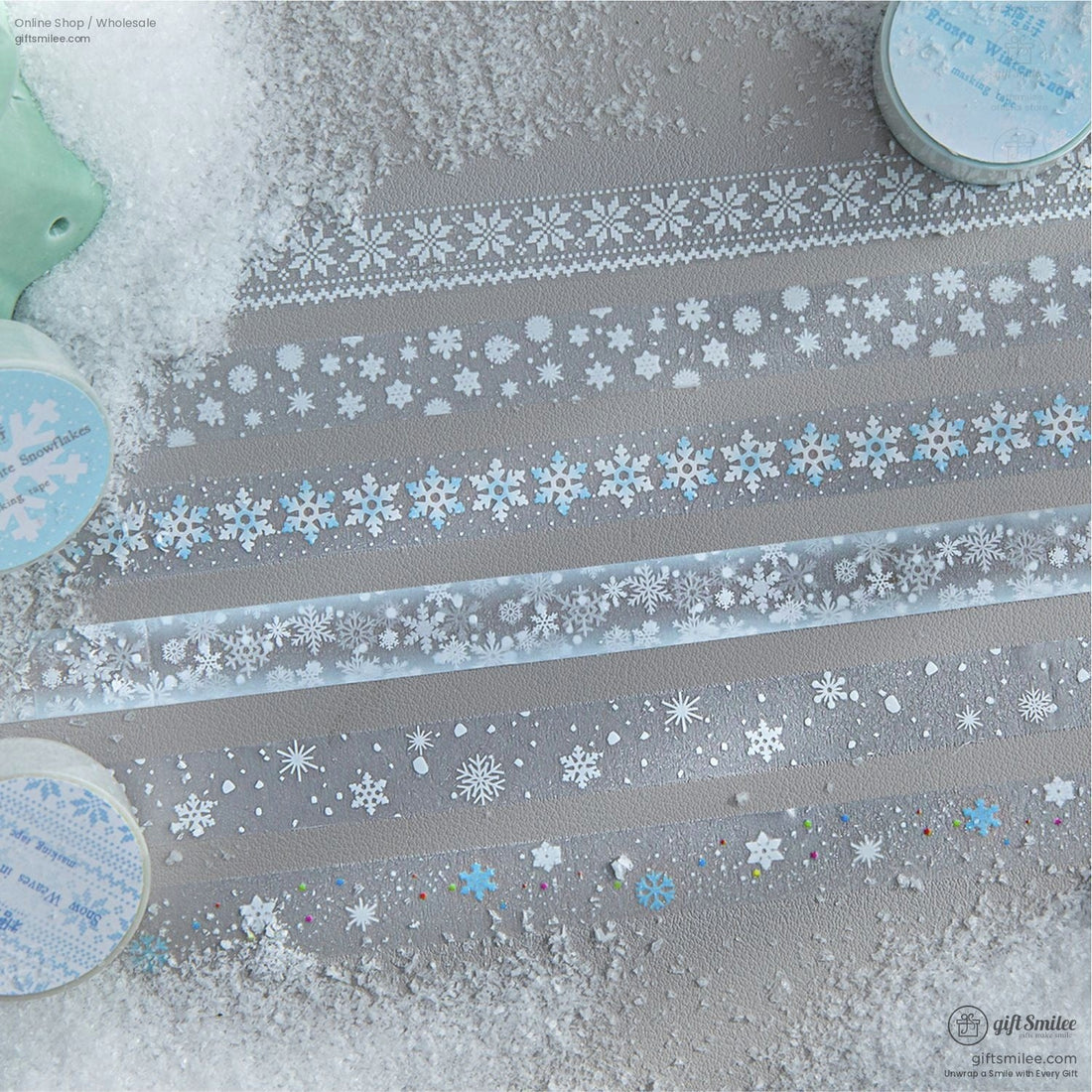 Pet Frosted Glitter Snowflake Transparent Decorative Masking Tape | KS-RT-1759