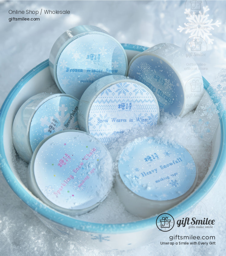 Pet Frosted Glitter Snowflake Transparent Decorative Masking Tape | KS-RT-1759