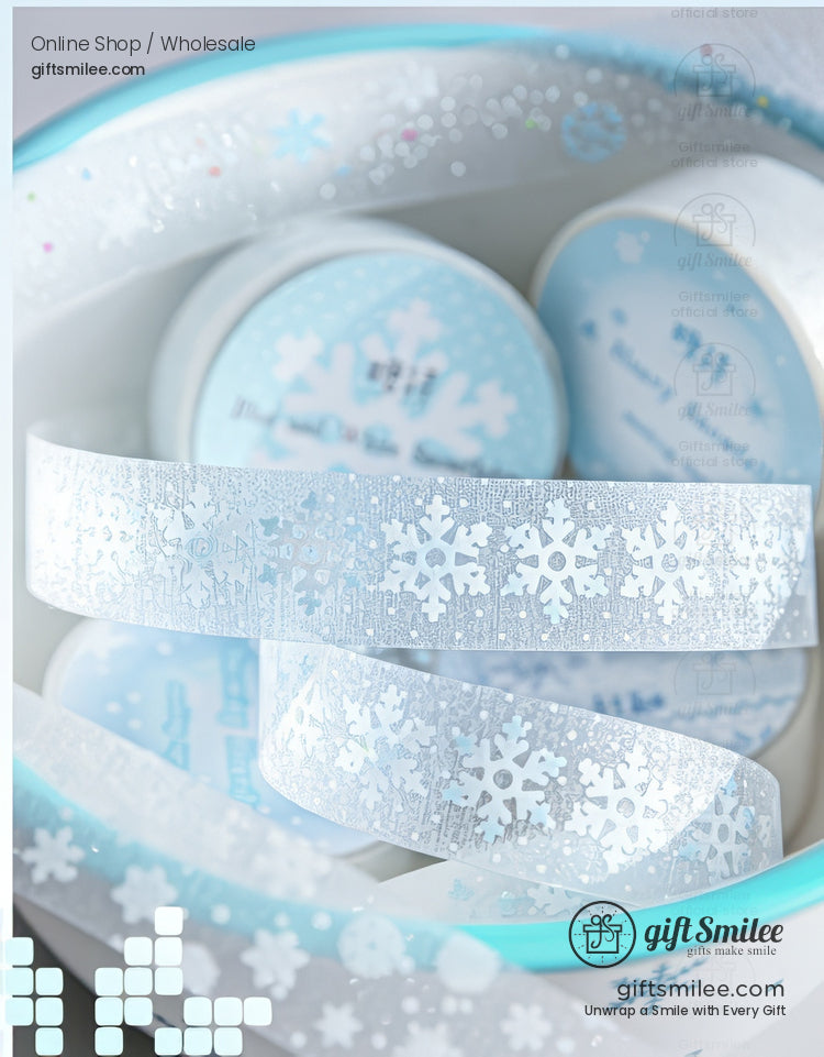 Pet Frosted Glitter Snowflake Transparent Decorative Masking Tape | KS-RT-1759
