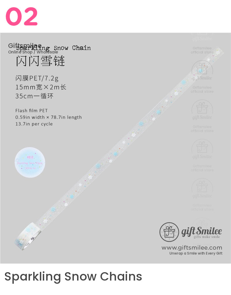 Pet Frosted Glitter Snowflake Transparent Decorative Masking Tape | KS-RT-1759