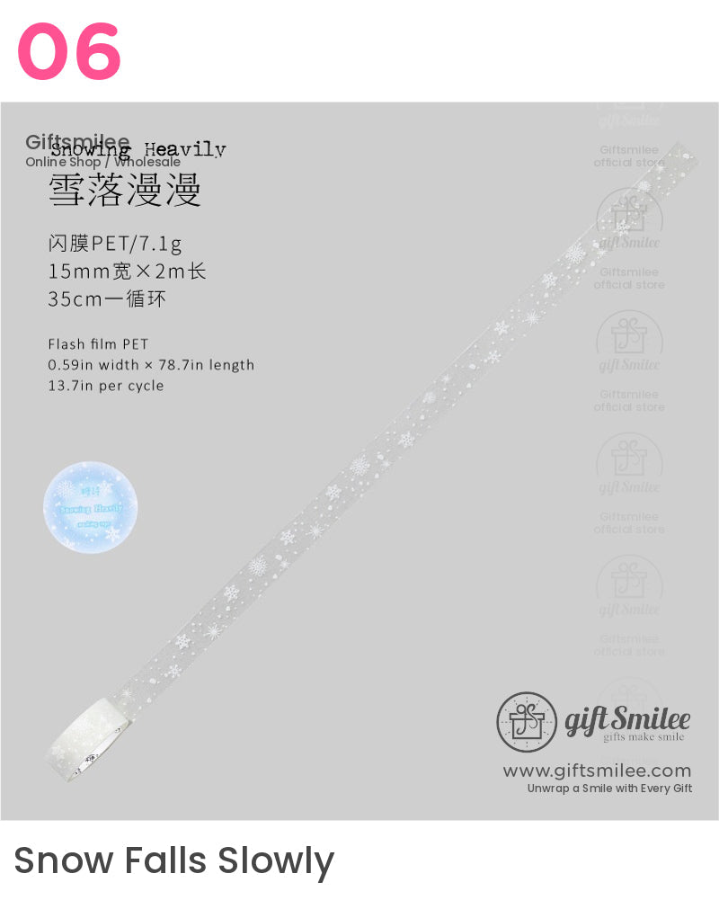 Pet Frosted Glitter Snowflake Transparent Decorative Masking Tape | KS-RT-1759