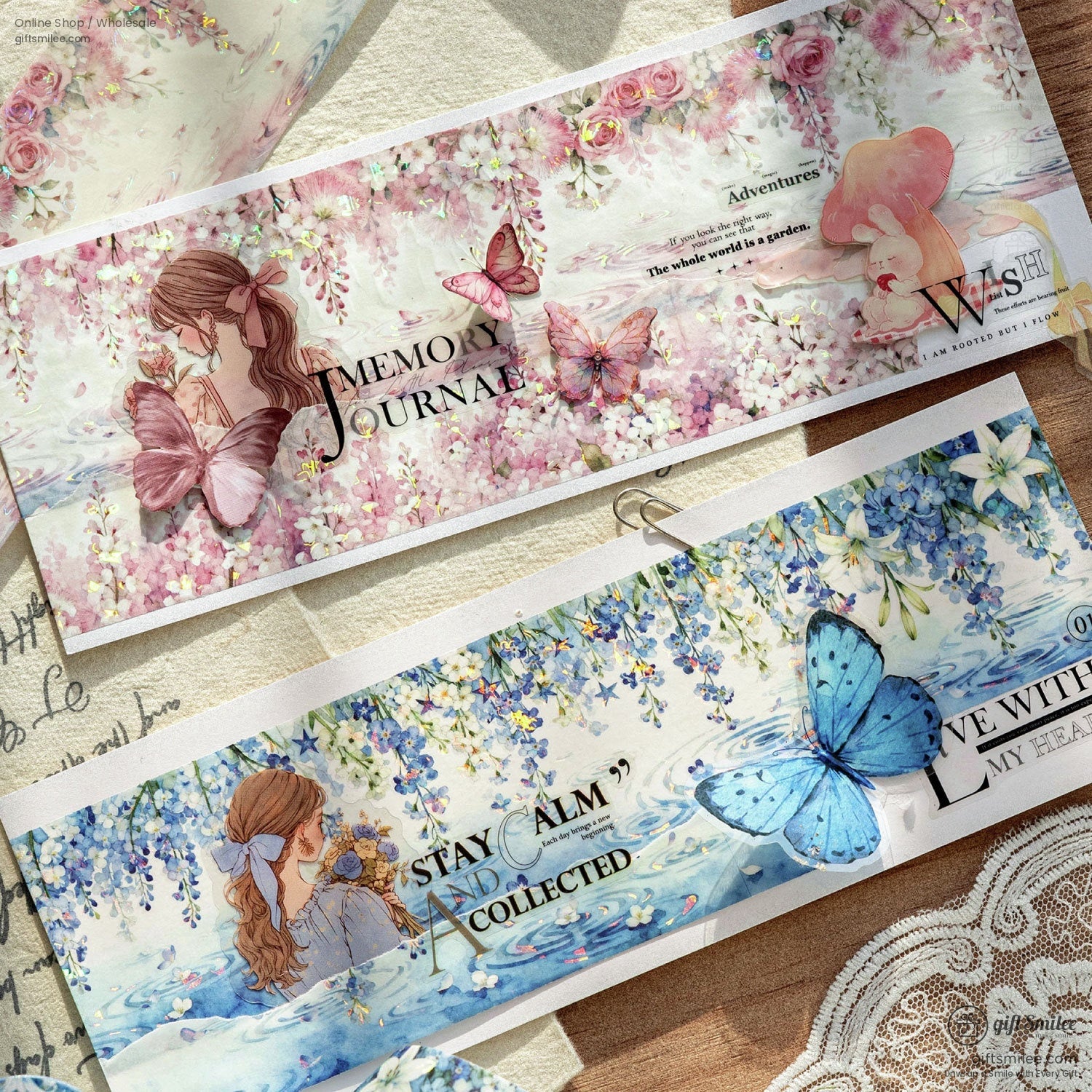 Holographic Floral Watercolor Seasonal Gradient Decorative Washi Tape | KS-RT-1760