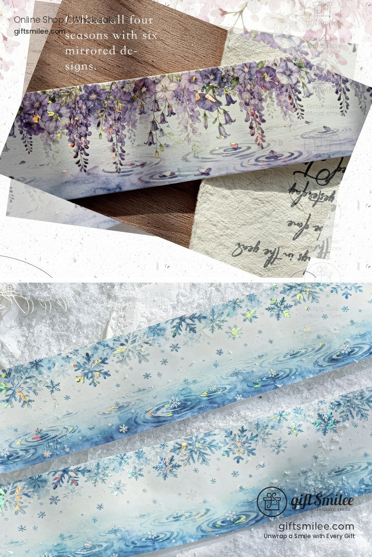 Holographic Floral Watercolor Seasonal Gradient Decorative Washi Tape | KS-RT-1760
