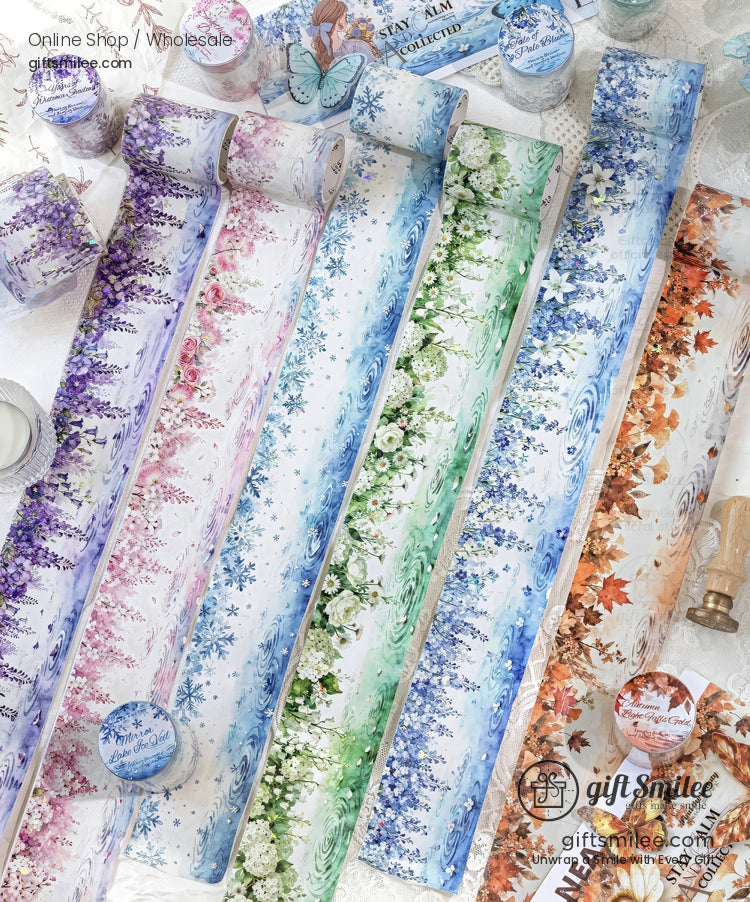 Holographic Floral Watercolor Seasonal Gradient Decorative Washi Tape | KS-RT-1760