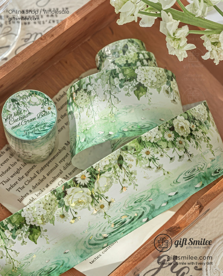 Holographic Floral Watercolor Seasonal Gradient Decorative Washi Tape | KS-RT-1760