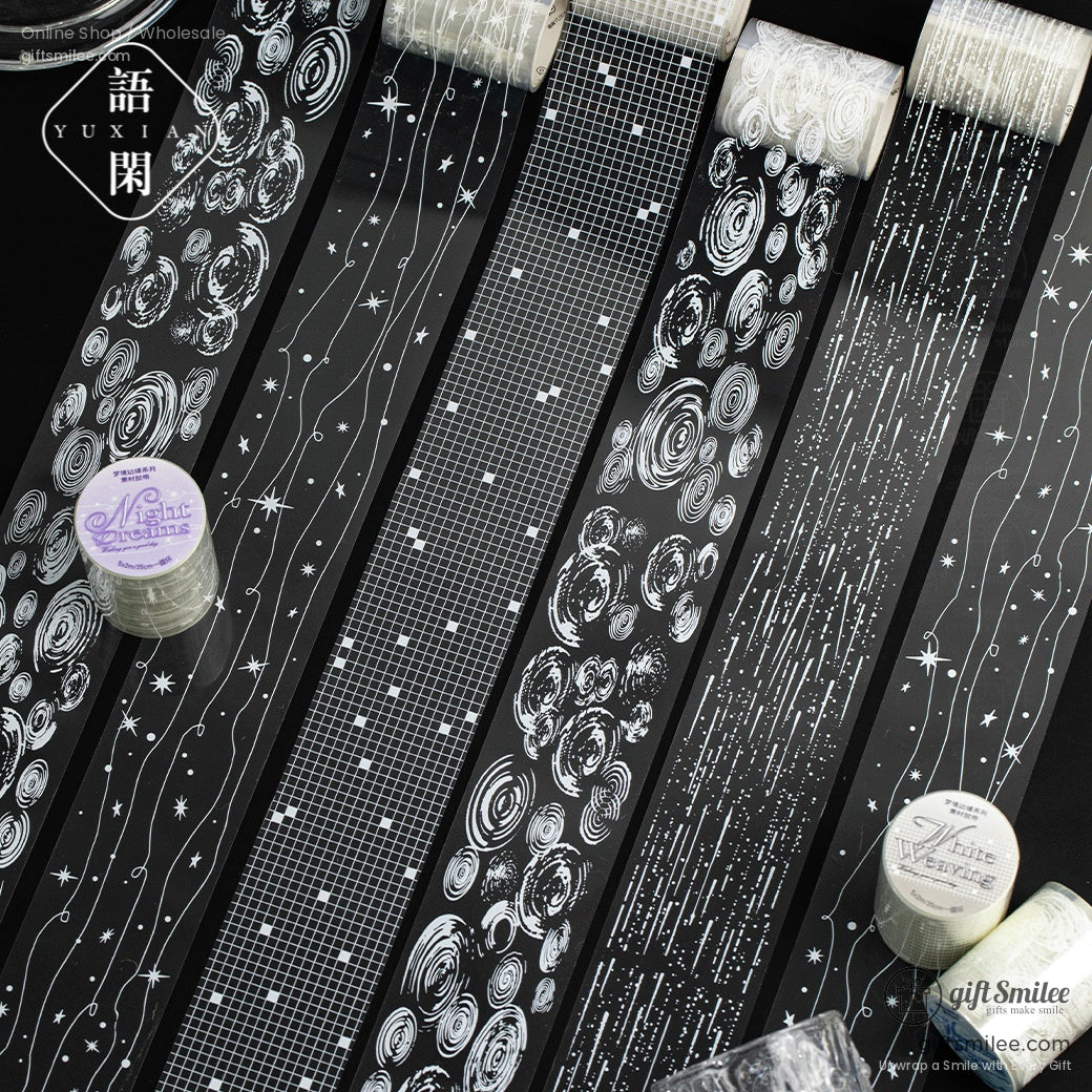 Pet Transparent With White Ink Patterns Decorative Tape | KS-RT-1762