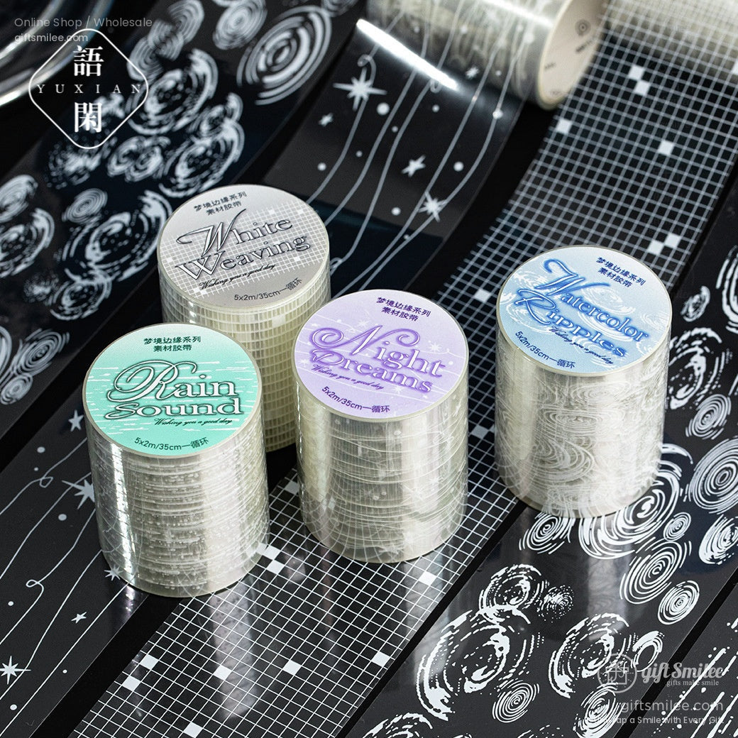 Pet Transparent With White Ink Patterns Decorative Tape | KS-RT-1762