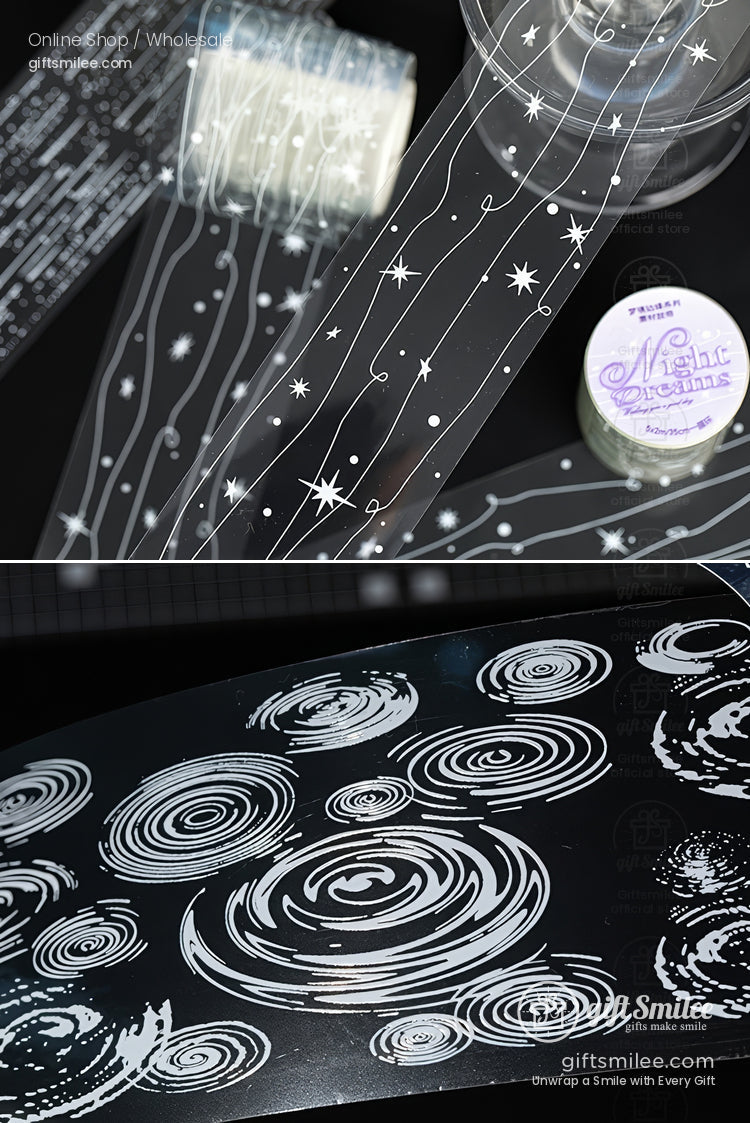 Pet Transparent With White Ink Patterns Decorative Tape | KS-RT-1762