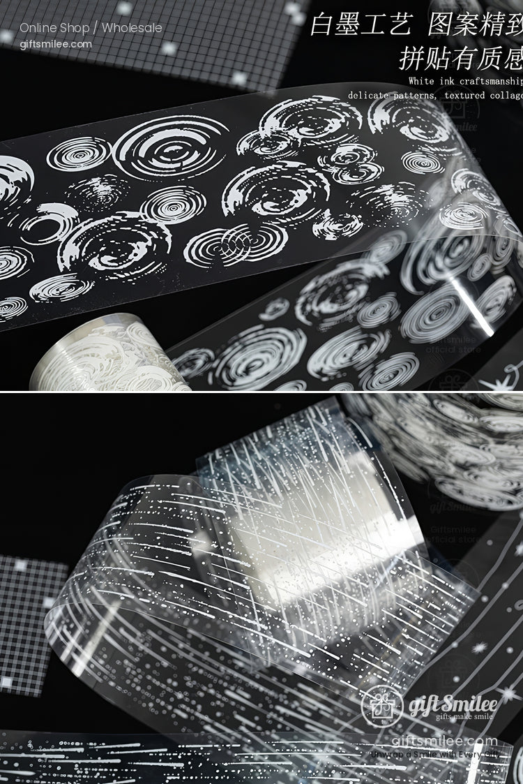 Pet Transparent With White Ink Patterns Decorative Tape | KS-RT-1762