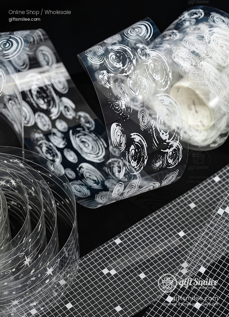 Pet Transparent With White Ink Patterns Decorative Tape | KS-RT-1762