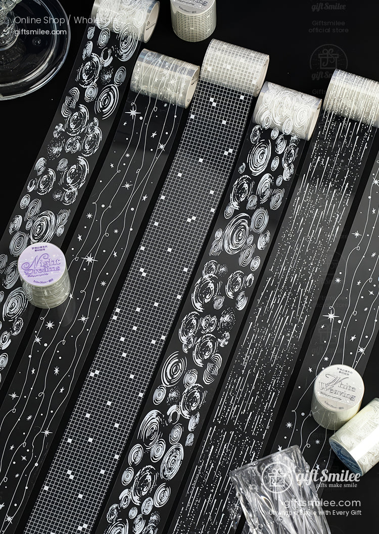 Pet Transparent With White Ink Patterns Decorative Tape | KS-RT-1762