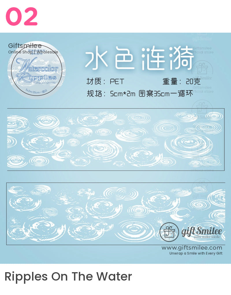 Pet Transparent With White Ink Patterns Decorative Tape | KS-RT-1762