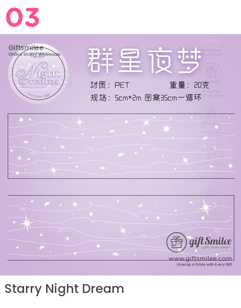 Pet Transparent With White Ink Patterns Decorative Tape | KS-RT-1762