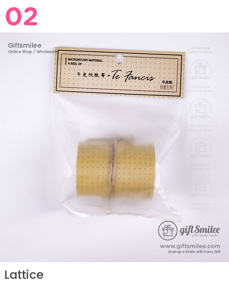 Kraft Vintage Script Grid Decorative Paper Tape | KS-RT-1763