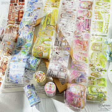 Matte Pet Repositionable Transparent With Looping Scenes Decorative Washi Tape | KS-RT-1768