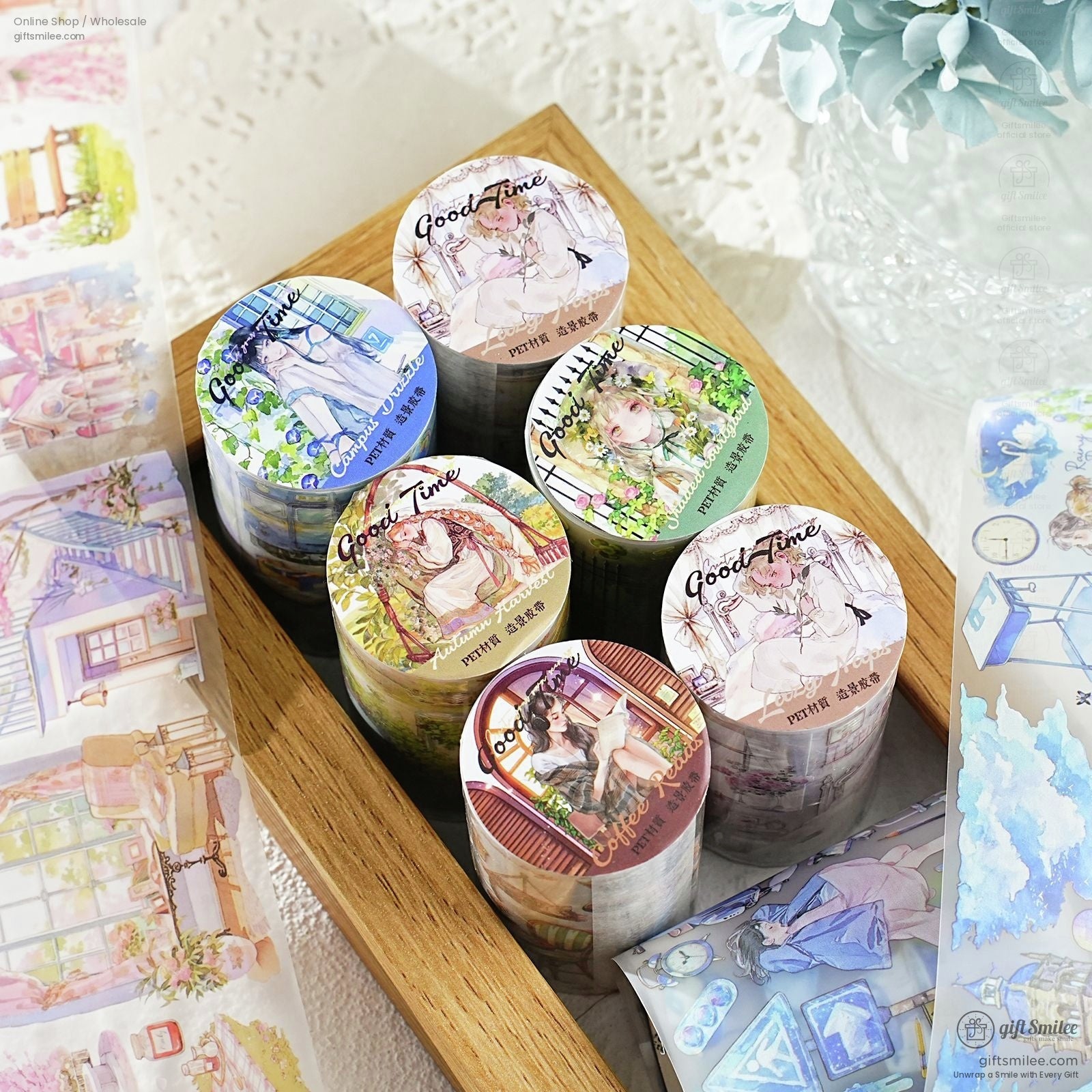 Matte Pet Repositionable Transparent With Looping Scenes Decorative Washi Tape | KS-RT-1768