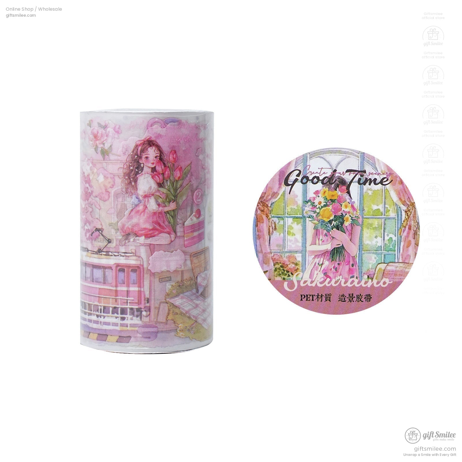 Matte Pet Repositionable Transparent With Looping Scenes Decorative Washi Tape | KS-RT-1768