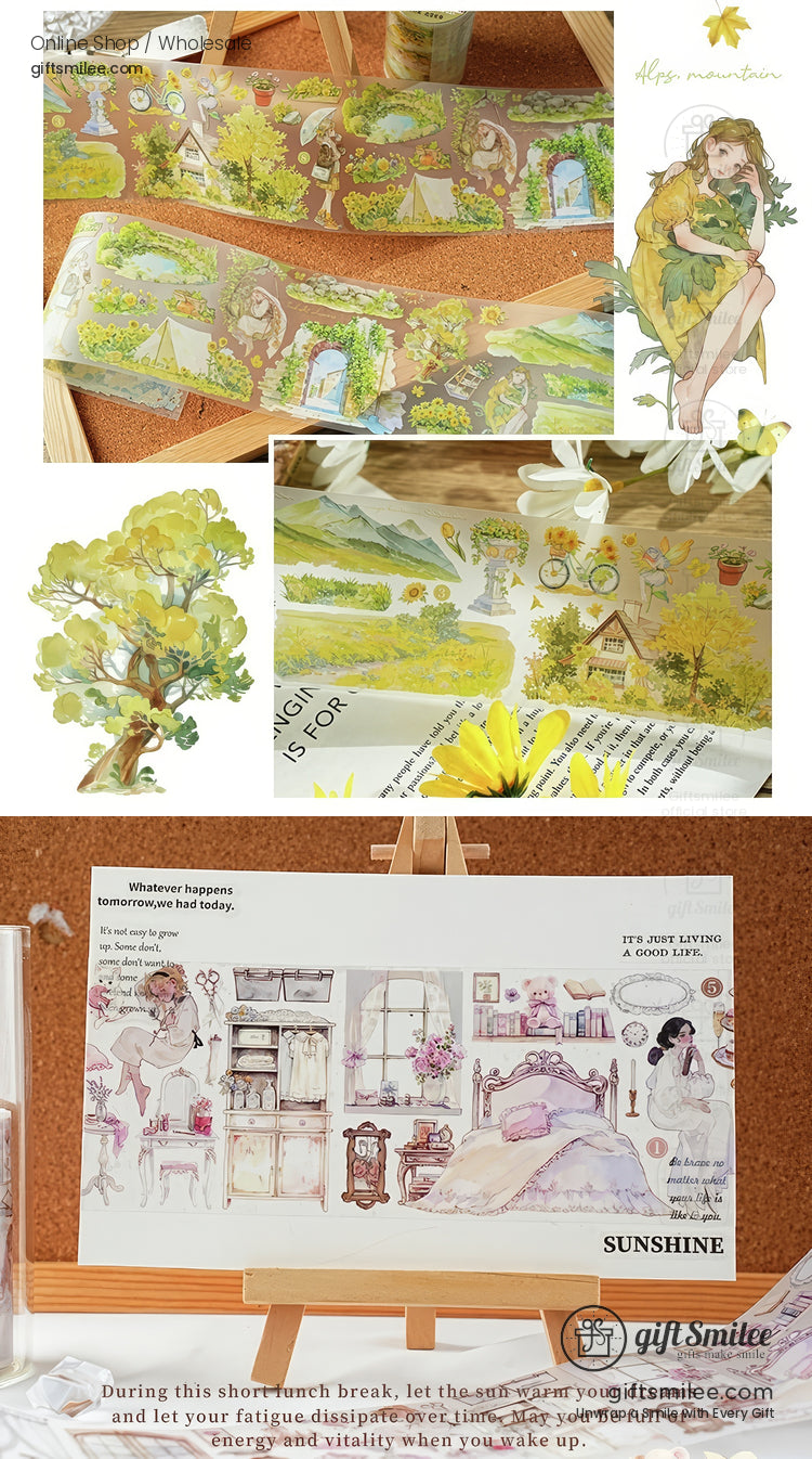 Matte Pet Repositionable Transparent With Looping Scenes Decorative Washi Tape | KS-RT-1768