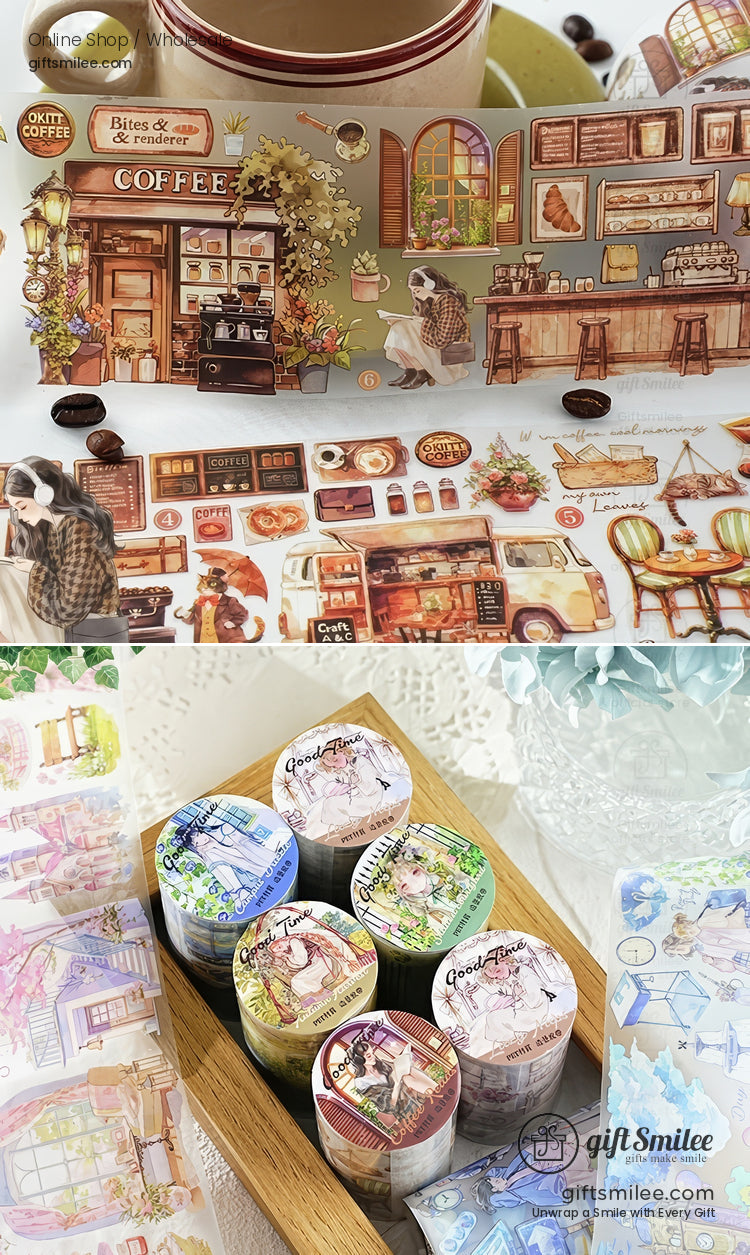 Matte Pet Repositionable Transparent With Looping Scenes Decorative Washi Tape | KS-RT-1768
