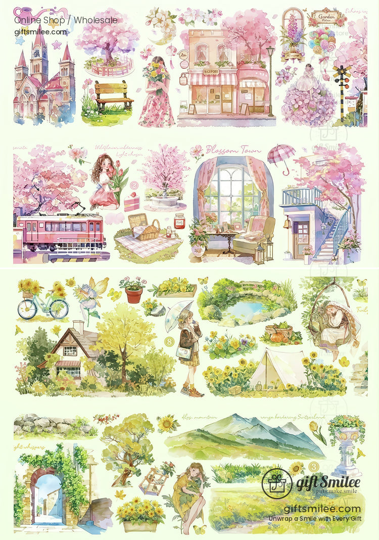 Matte Pet Repositionable Transparent With Looping Scenes Decorative Washi Tape | KS-RT-1768