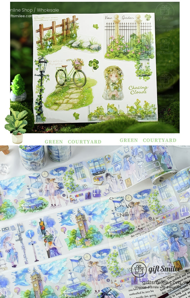 Matte Pet Repositionable Transparent With Looping Scenes Decorative Washi Tape | KS-RT-1768