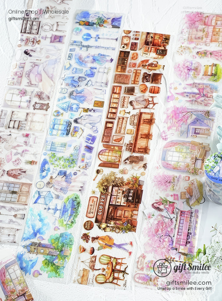 Matte Pet Repositionable Transparent With Looping Scenes Decorative Washi Tape | KS-RT-1768