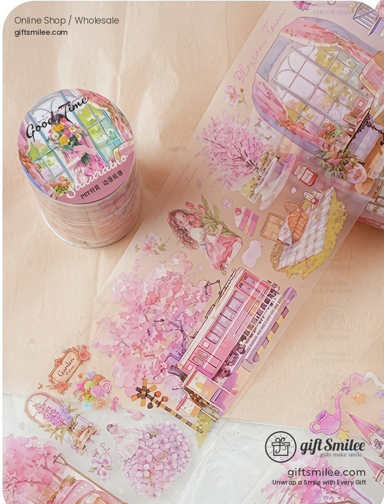 Matte Pet Repositionable Transparent With Looping Scenes Decorative Washi Tape | KS-RT-1768