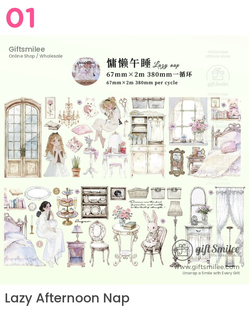 Matte Pet Repositionable Transparent With Looping Scenes Decorative Washi Tape | KS-RT-1768