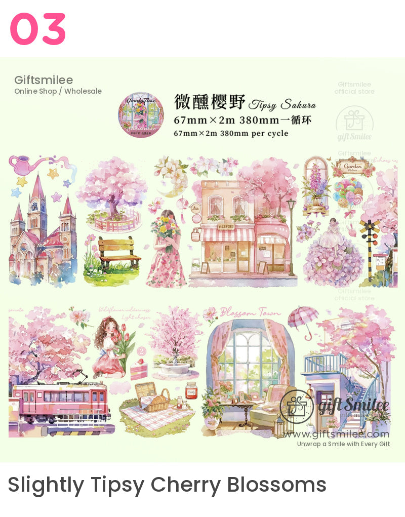 Matte Pet Repositionable Transparent With Looping Scenes Decorative Washi Tape | KS-RT-1768