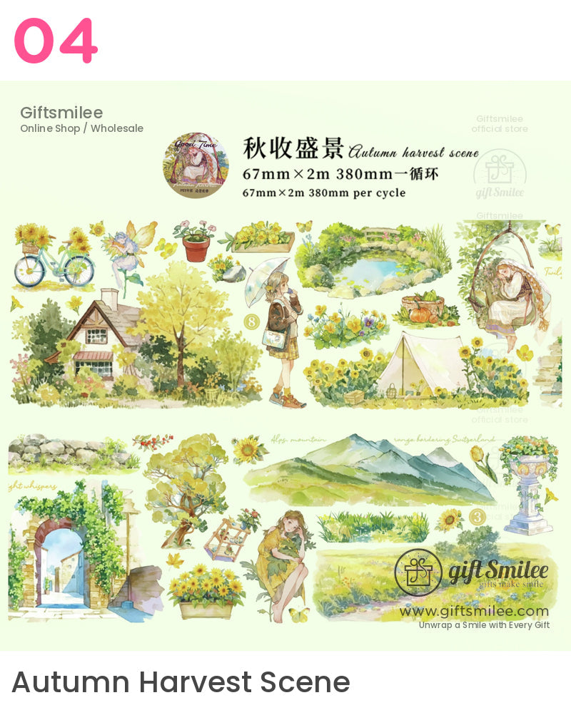 Matte Pet Repositionable Transparent With Looping Scenes Decorative Washi Tape | KS-RT-1768