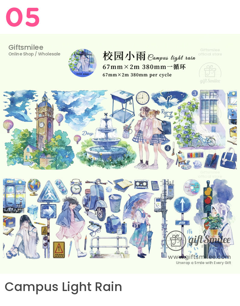 Matte Pet Repositionable Transparent With Looping Scenes Decorative Washi Tape | KS-RT-1768