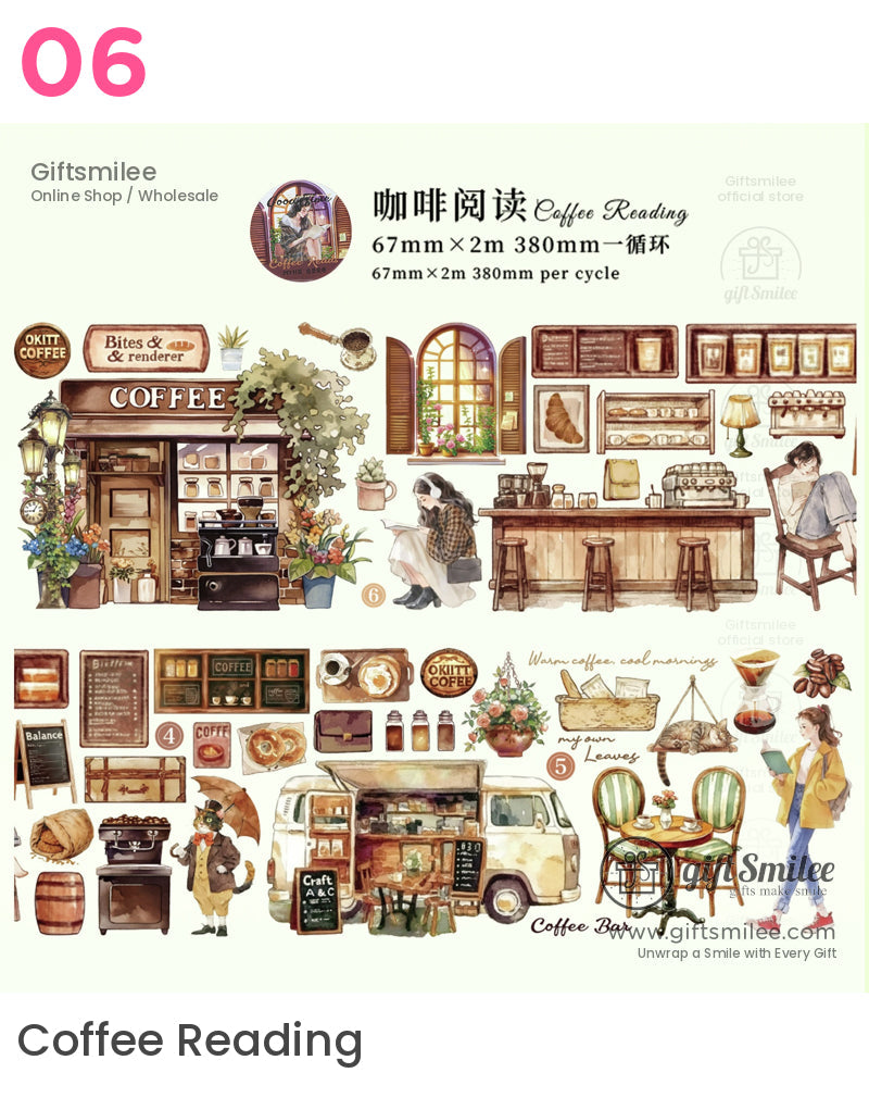 Matte Pet Repositionable Transparent With Looping Scenes Decorative Washi Tape | KS-RT-1768