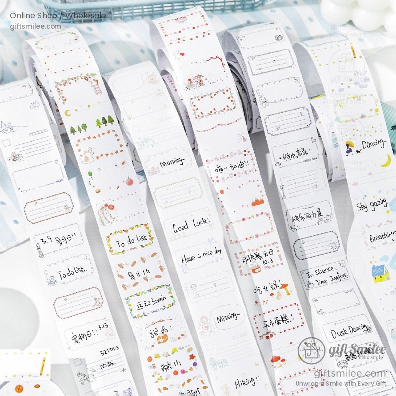 Decorative white paper rolls with colorful illustrated todo lists cute designs and motivational text perfect for journaling