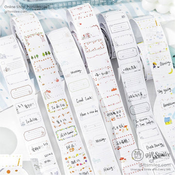 Decorative white paper rolls with colorful illustrated todo lists cute designs and motivational text perfect for journaling