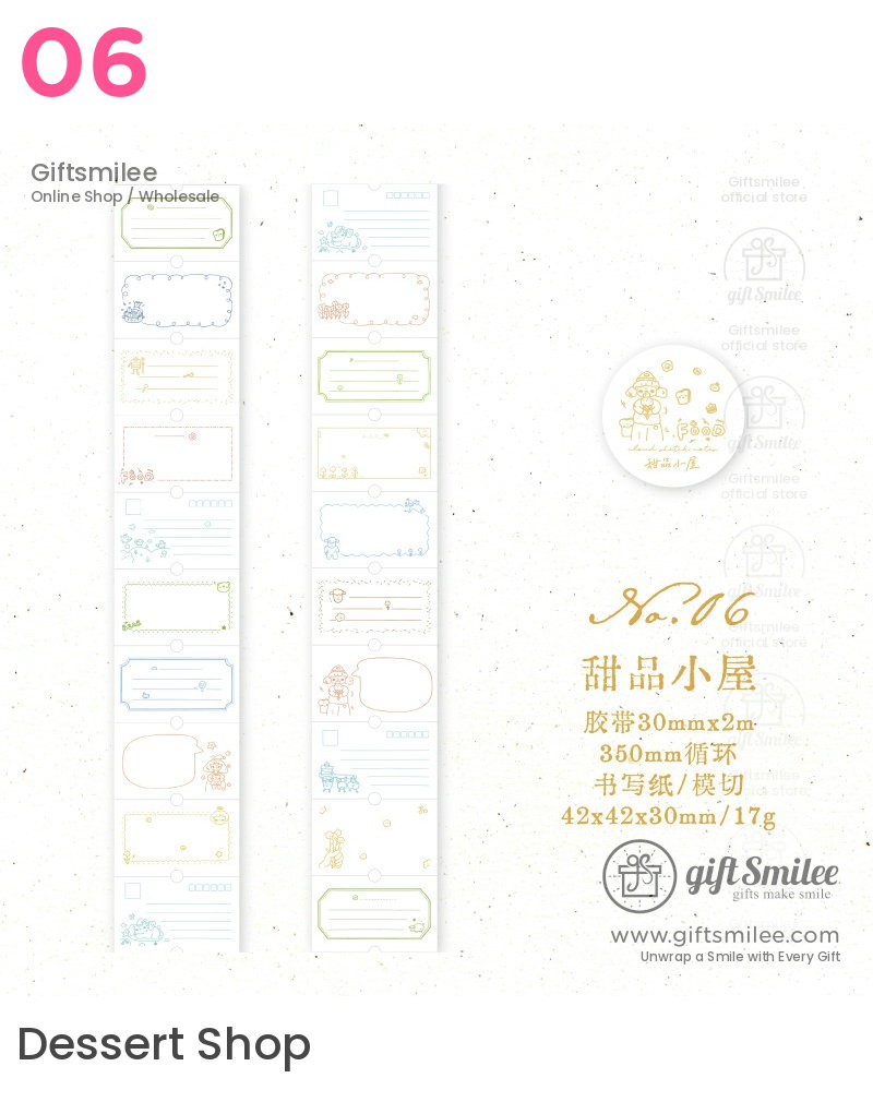 Pastelcolored sticker roll with whimsical frames and cartoon illustrations featuring vintagestyle designs and soft hues