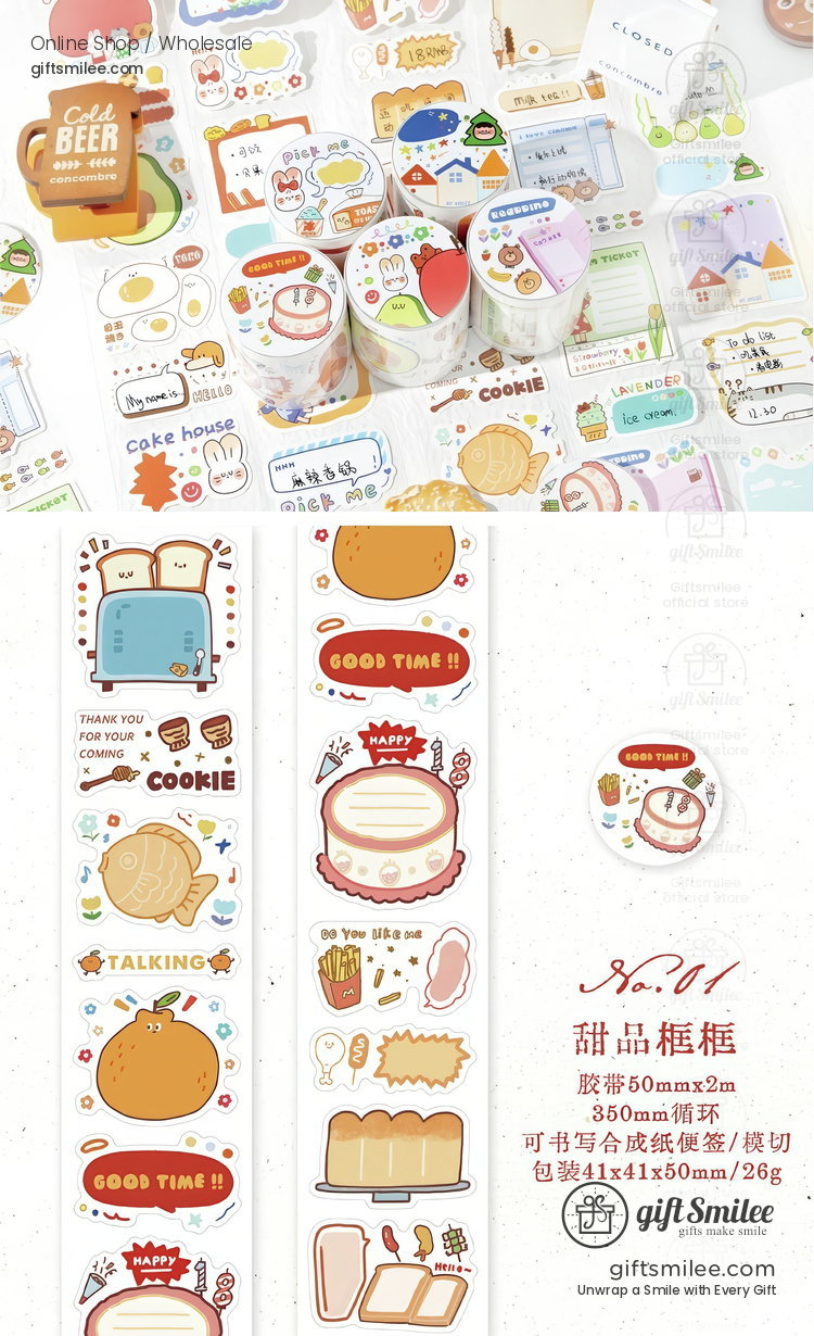 Colorful bakerythemed stickers with cakes bread and cookies featuring playful designs and vibrant pastel shades