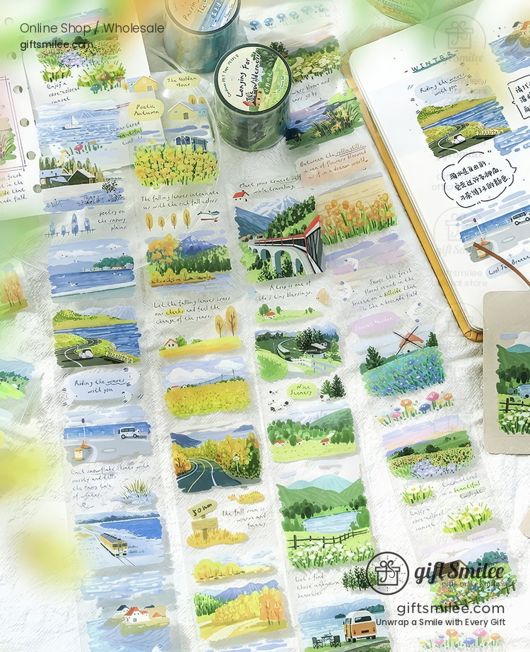 Transparent Pet Scenic Collage Vintage Pastel Decorative Tape | KS-RT-1800