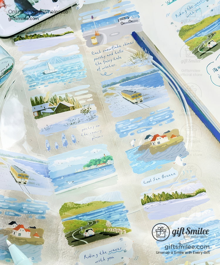 Transparent Pet Scenic Collage Vintage Pastel Decorative Tape | KS-RT-1800