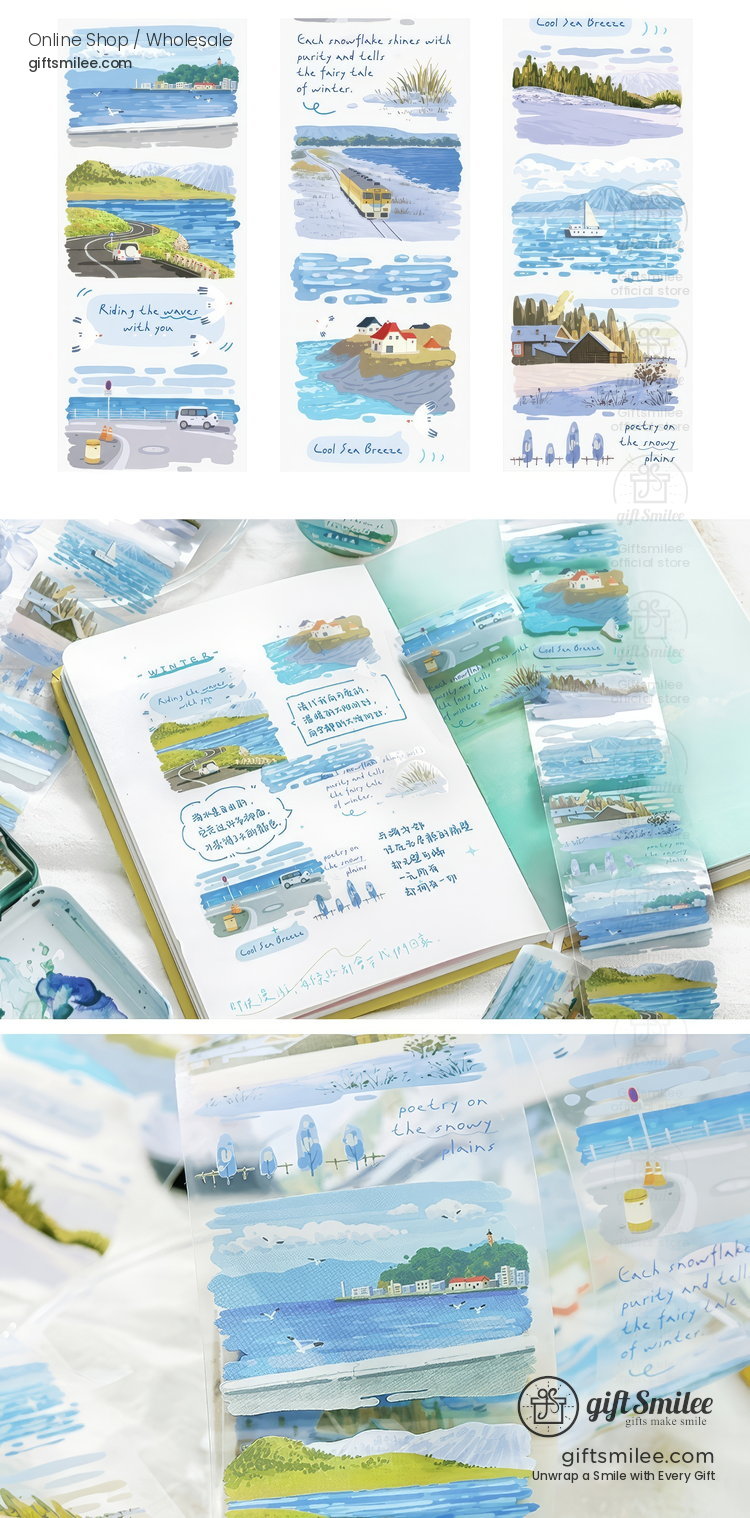 Transparent Pet Scenic Collage Vintage Pastel Decorative Tape | KS-RT-1800