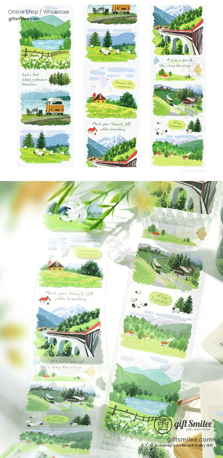 Transparent Pet Scenic Collage Vintage Pastel Decorative Tape | KS-RT-1800
