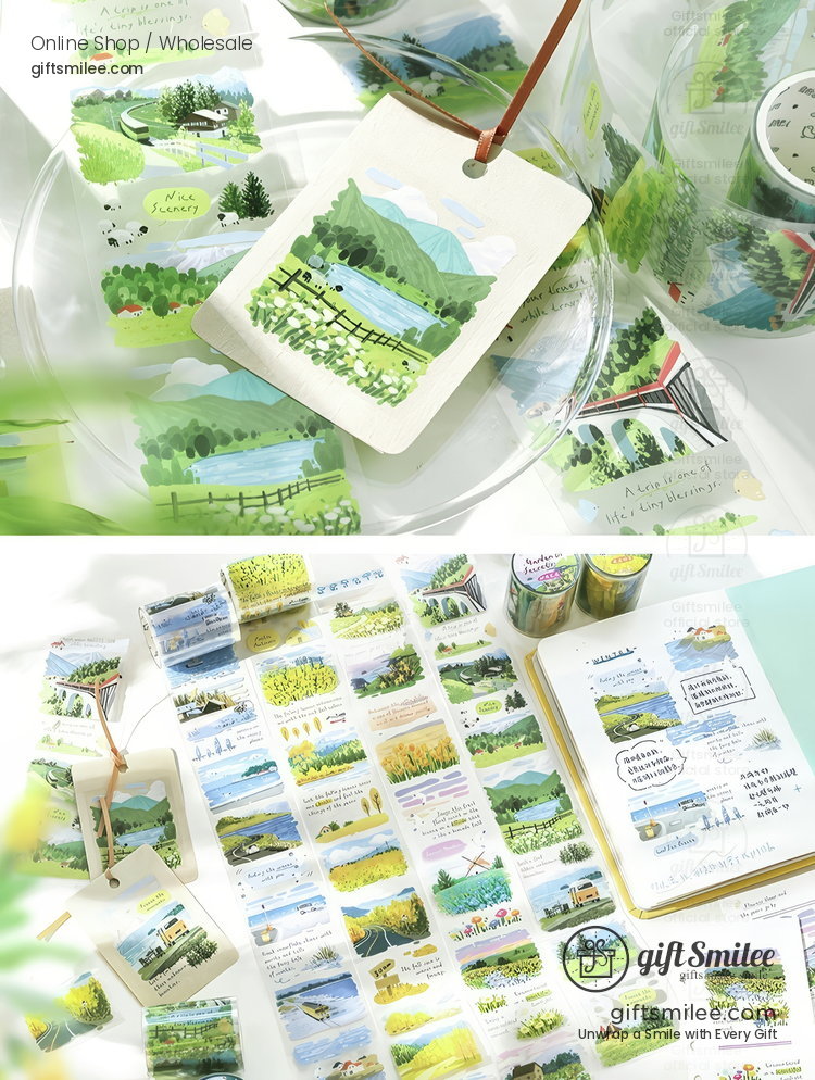 Transparent Pet Scenic Collage Vintage Pastel Decorative Tape | KS-RT-1800