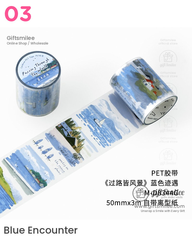 Transparent Pet Scenic Collage Vintage Pastel Decorative Tape | KS-RT-1800