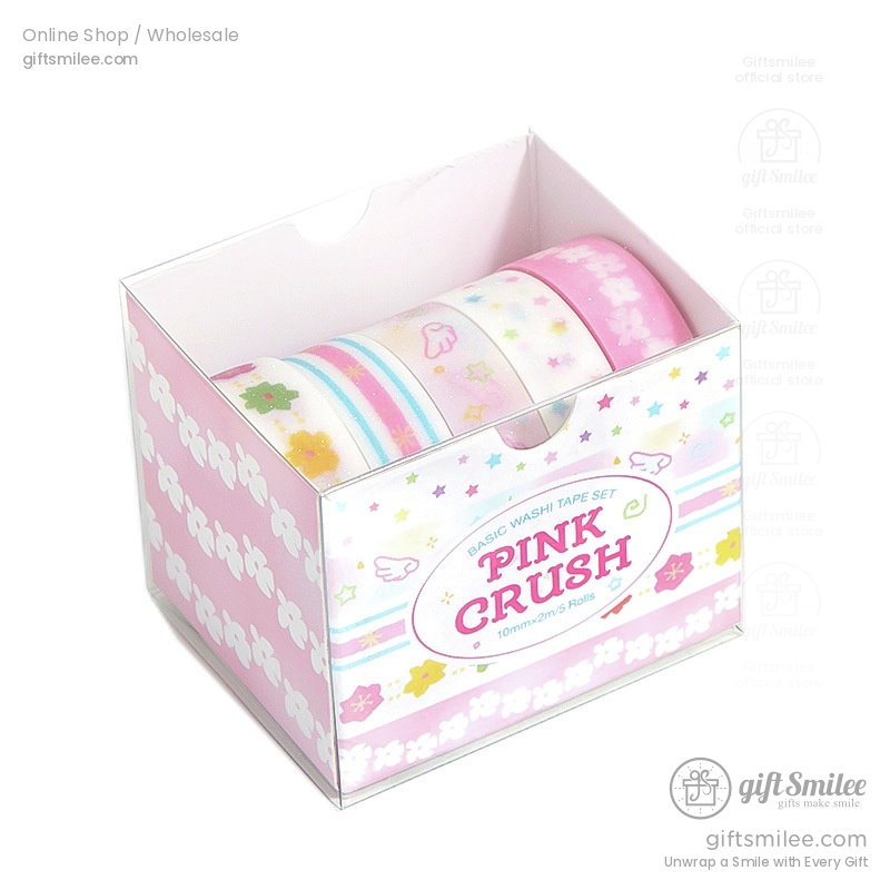 Glitter Pastel Printed 10Mm×2M 5-Roll Washi Tape Set | KS-RT-1801