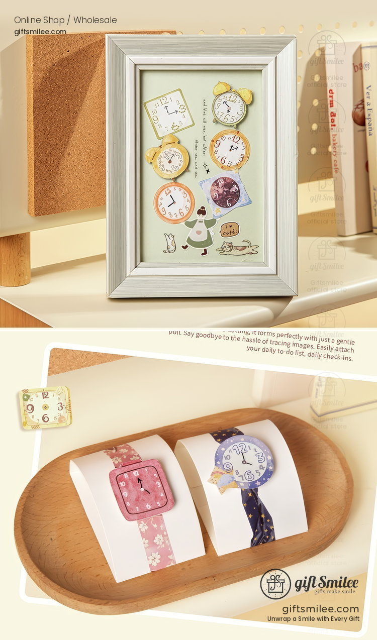 Die-Cut Watercolor Clock Pattern Decorative Tape | KS-RT-1802