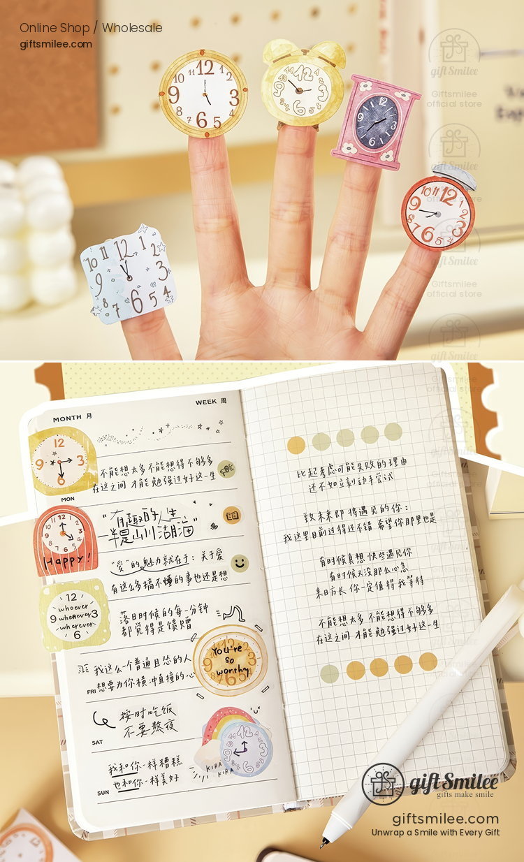Die-Cut Watercolor Clock Pattern Decorative Tape | KS-RT-1802