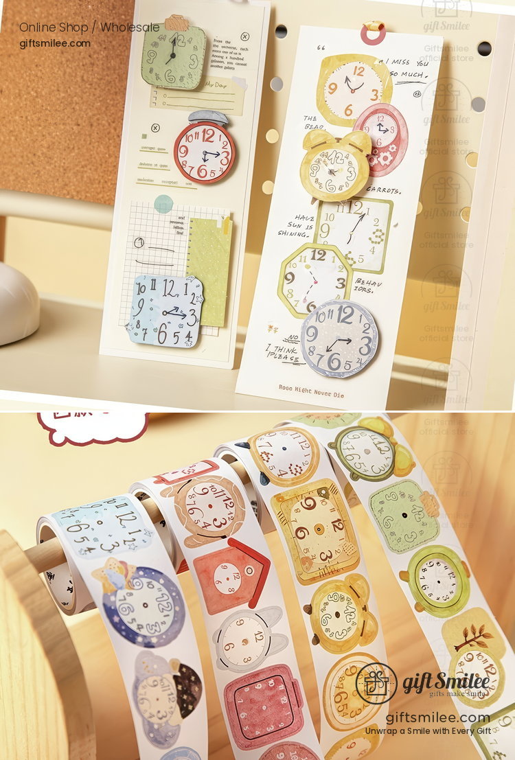 Die-Cut Watercolor Clock Pattern Decorative Tape | KS-RT-1802